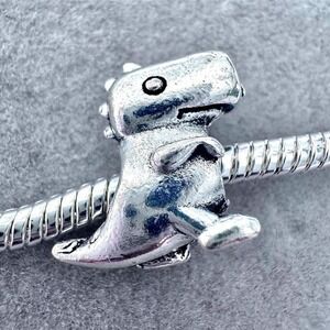 Silver T-Rex Dinosaur Charm Bead fits PANDORA